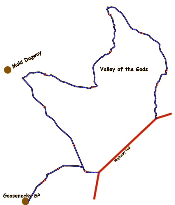 Karte Valley of the Gods